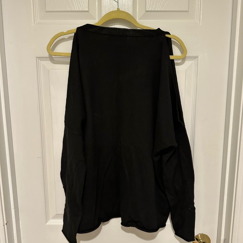 John + Jenn Black Long Sleeve Open Shoulder Sweater